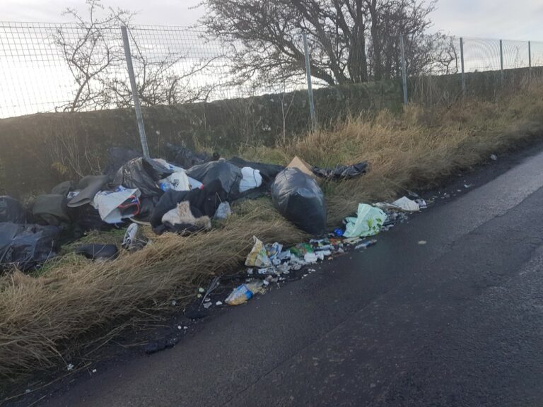 Winchburgh fly tipping concerns raised as rubbish bags left strewn over road